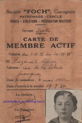1937 Membre actif de la Foch 1937 Membre actif de la Foch